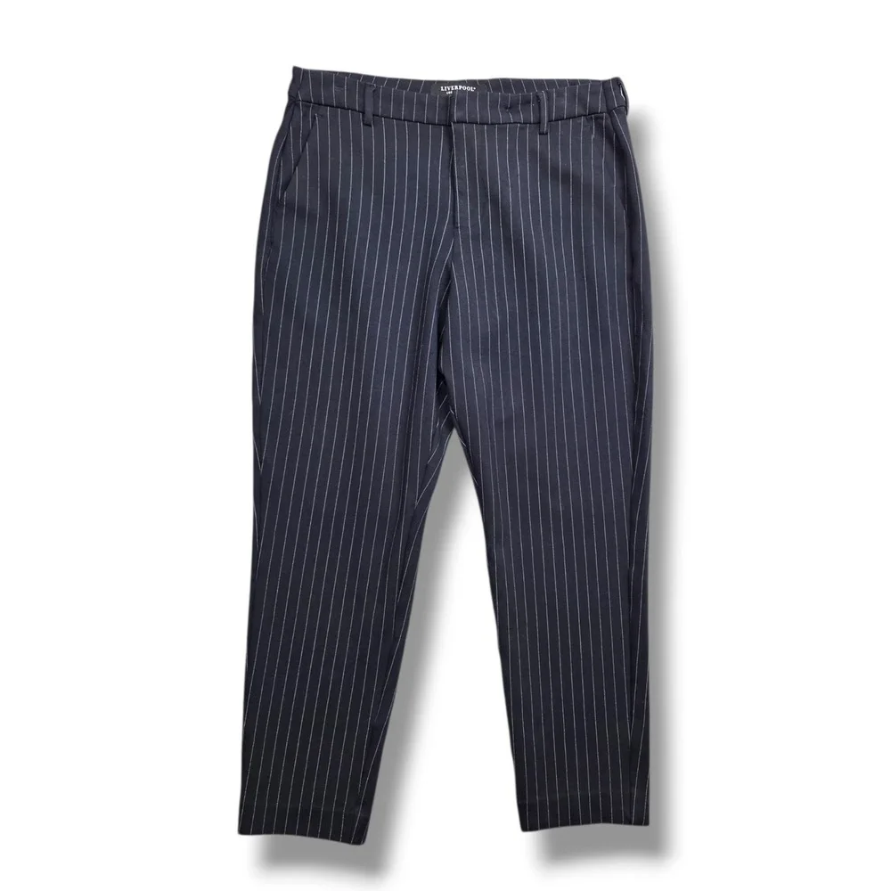 Liverpool Kelsey Knit Trouser Womens 14 Super Stretch Ponte Ankle Black Striped